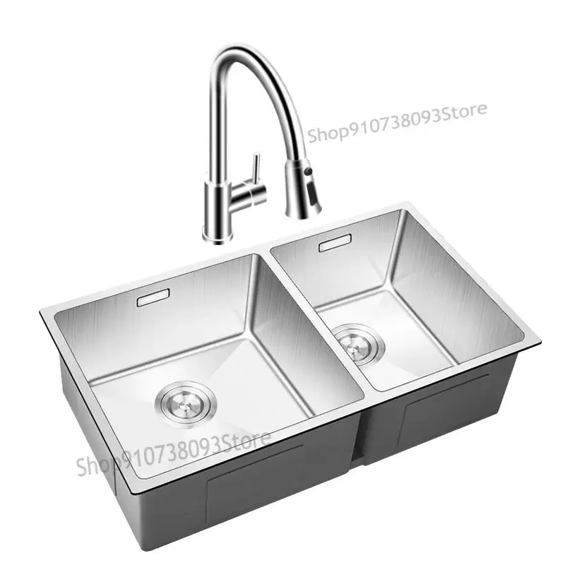Кухонная раковина из нержавеющей стали 304 с двойным лотком утолщенная набор для