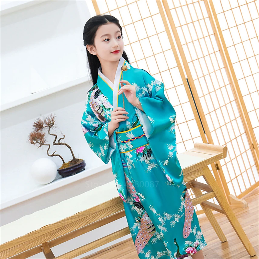 Кимоно Hanfu для девочек традиционное японское юката Детский Повседневный халат