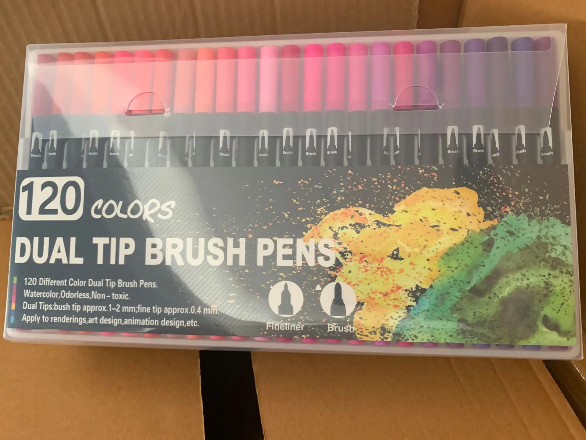 

120 цветов, черно-белая двухсторонняя Акварельная ручка, набор мягких маркеров с кисточкой и крючком