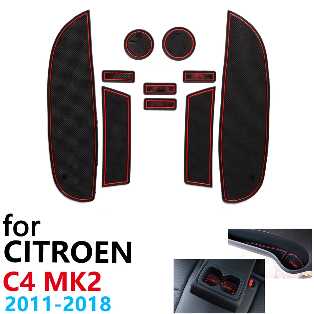 

Anti-Slip Rubber Cup Cushion Door Groove Mat for Citroen C4 MK2 C4L 2011~2018 2012 2013 2015 2016 2017 Accessories mat for phone