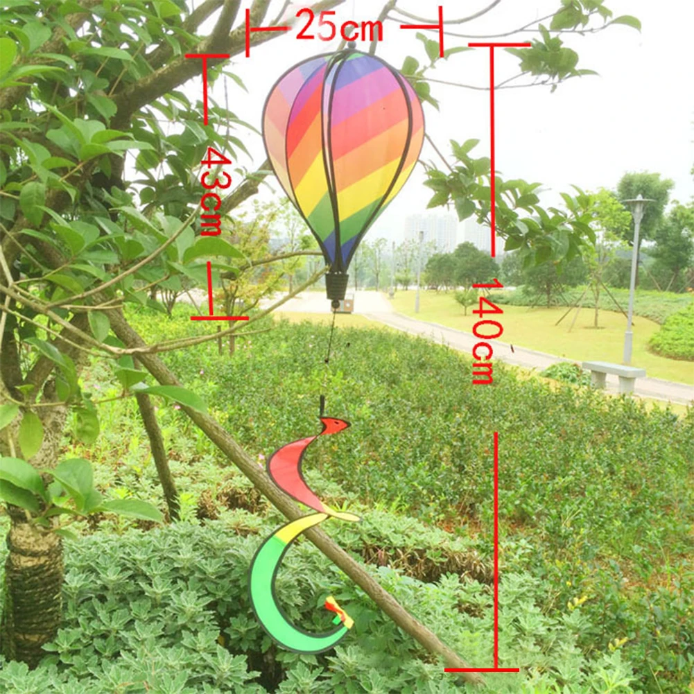 

Color Windsock Striped Rainbow Hot Air Balloon Wind Spinner Yard Garden Decor Decorative Stakes Outdoor Rotating Wind Spinners
