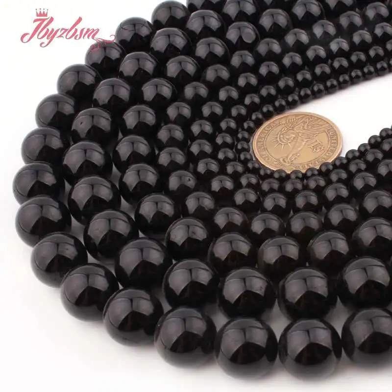 Натуральный AA Турмалин черного цвета с круглым носком бусины рыхлый натуральный