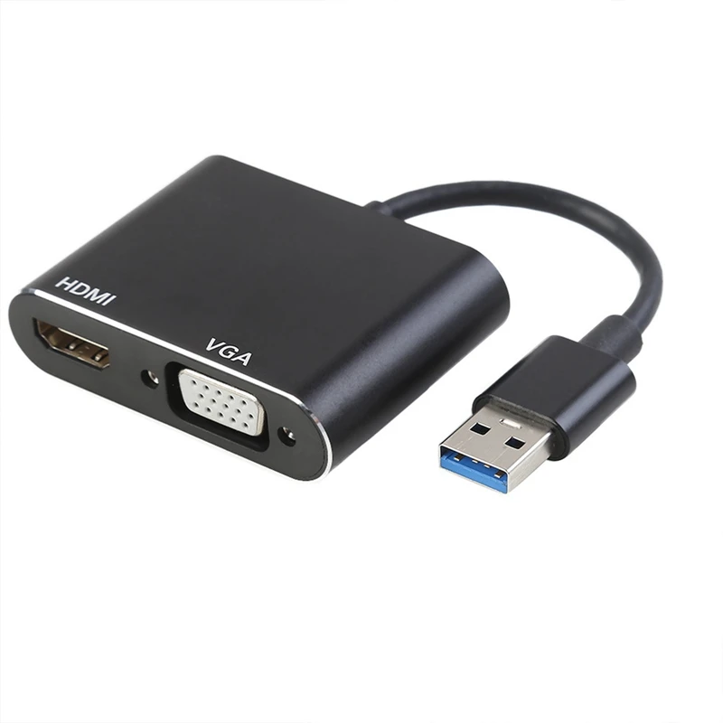 

USB 3,0 к HDMI VGA 1080P HD преобразователь Аудио Видео 2 в 1 концентратор (для Mac OS) Windows 7/8/10 проектор HDTV