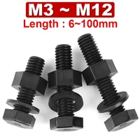 m3 m4 m5 m6 m8 m10 m12 black outer hexagonal nylon screws nuts gaskets insulated plastic bolts combination set pa66 hexagon