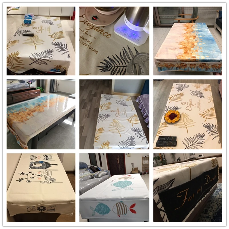 

Slow Tree Cotton Tablecloth Tea Table Living Room Waterproof Tablecloth With Storage Bag TV Cabinet Dining Table Mat