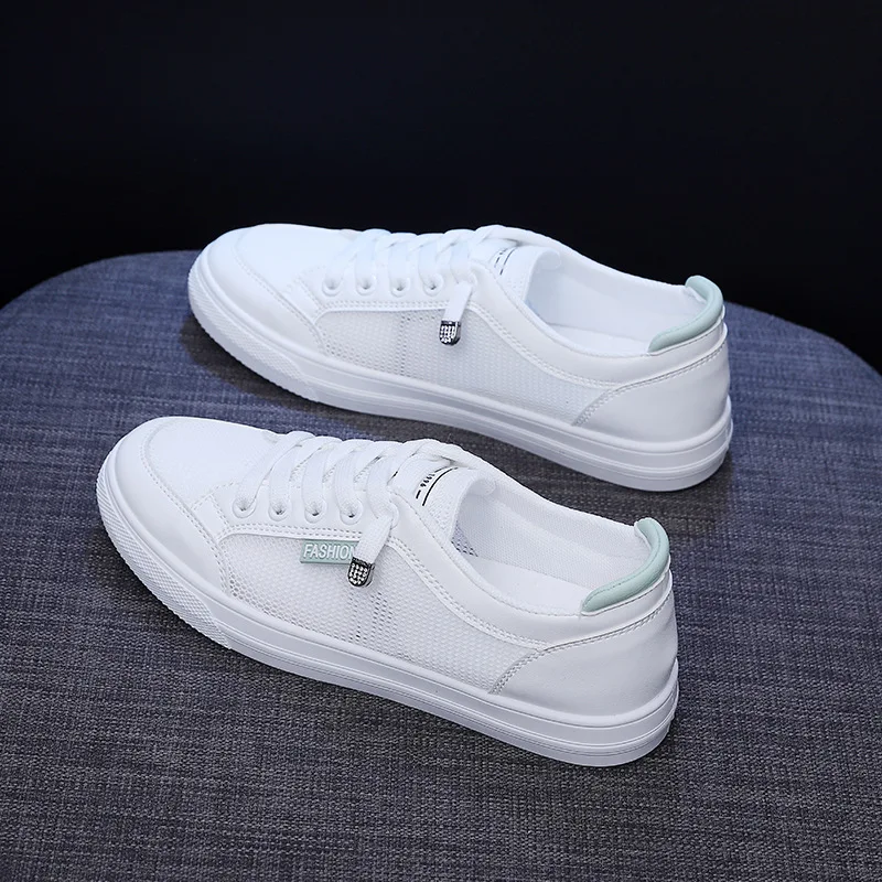 

2021Women's Vulcanize Shoes Breathable Mesh White Shoes Flats Casual Sneakers Solid Color Fashion Women Casual Shoes km88