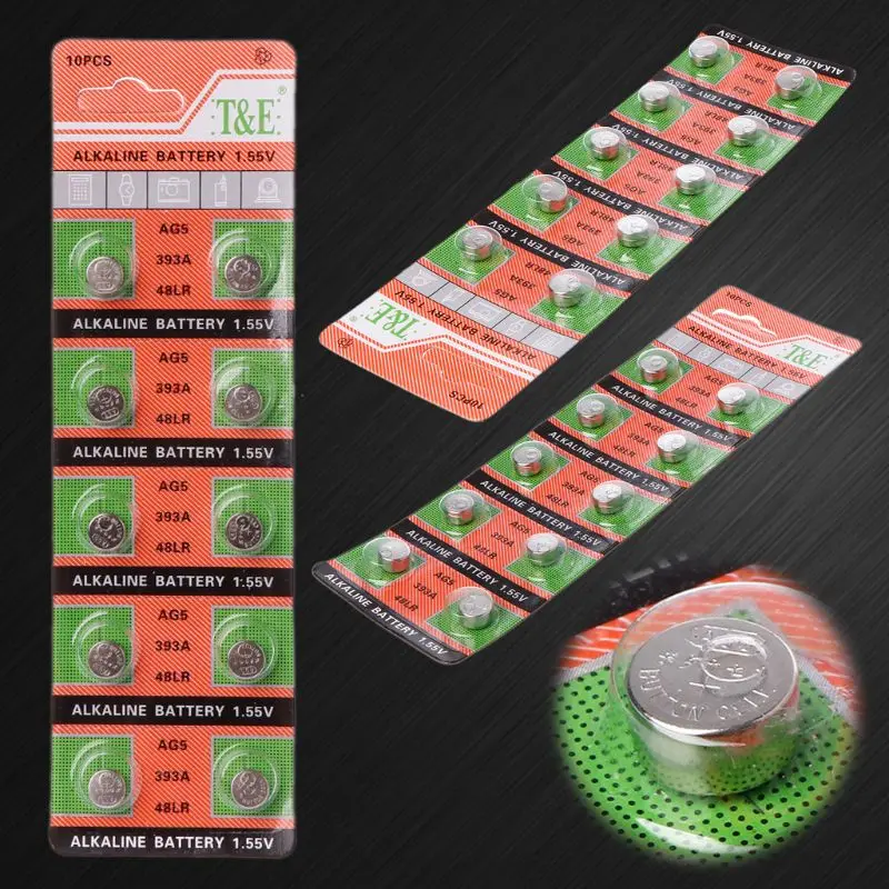 

2022 New 10PCS Alkaline Battery Button Coin Cell AG5 LR754 393 SR754 193 546 RW28 48 Hearing Aid Earphone Watch Batteries