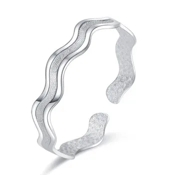 

Fashion Personality Double Interwoven Water Ripple Bracelet Frosted Opening Women's Bracelet Z95