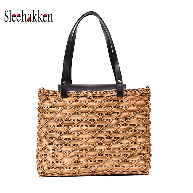 Сумка на плечо из ротанга изысканная ручная сумка через пляжная для путешествий