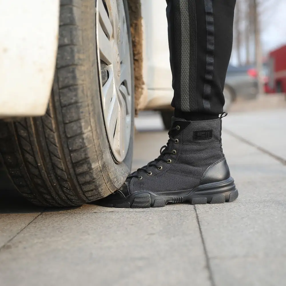 Мужская защитная обувь BAOLESEM рабочая стальной носок тактические рабочие ботинки