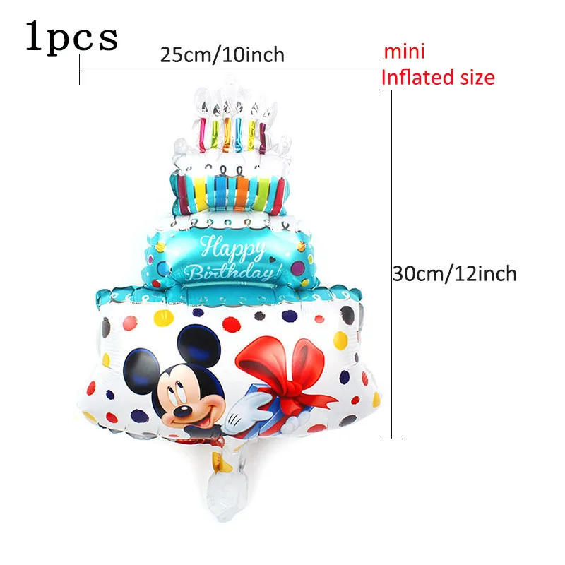 mini blue minniecake Минни Микки День рождения в виде торта праздничные шары украшения для взрослых 18 день рождения украшения красные/черные буквы Микки латексные шары - Цвет: mini blue minniecake