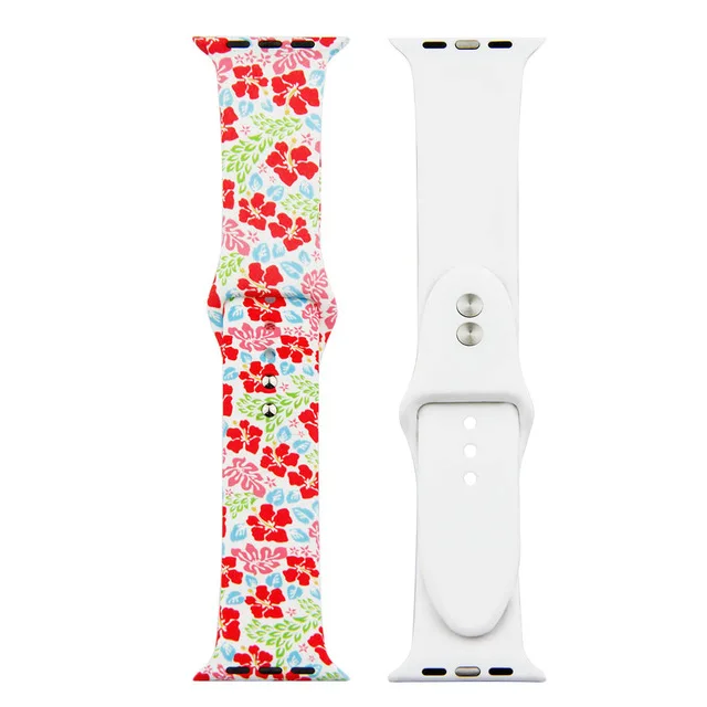 10 Ремешок с принтом для Apple watch 4 5 band 44 мм 40 мм iWatch 42 мм 38 мм силиконовый спортивный браслет ремешок Apple watch 4 3 2 1 Series 38 - Цвет ремешка: 10