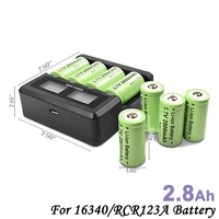 powtree cr123a rcr 123 icr 16340 battery 2800mah 3 7v 2 8ah li ion rechargeable battery for arlo security camera l70