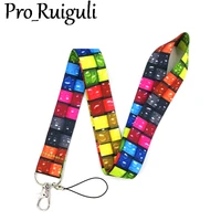 30pcs Colorful Stained glass lattice pattern Lanyard for Keys Phone Cool Neck Strap Lanyard for Camera Whistle ID Badge webbing