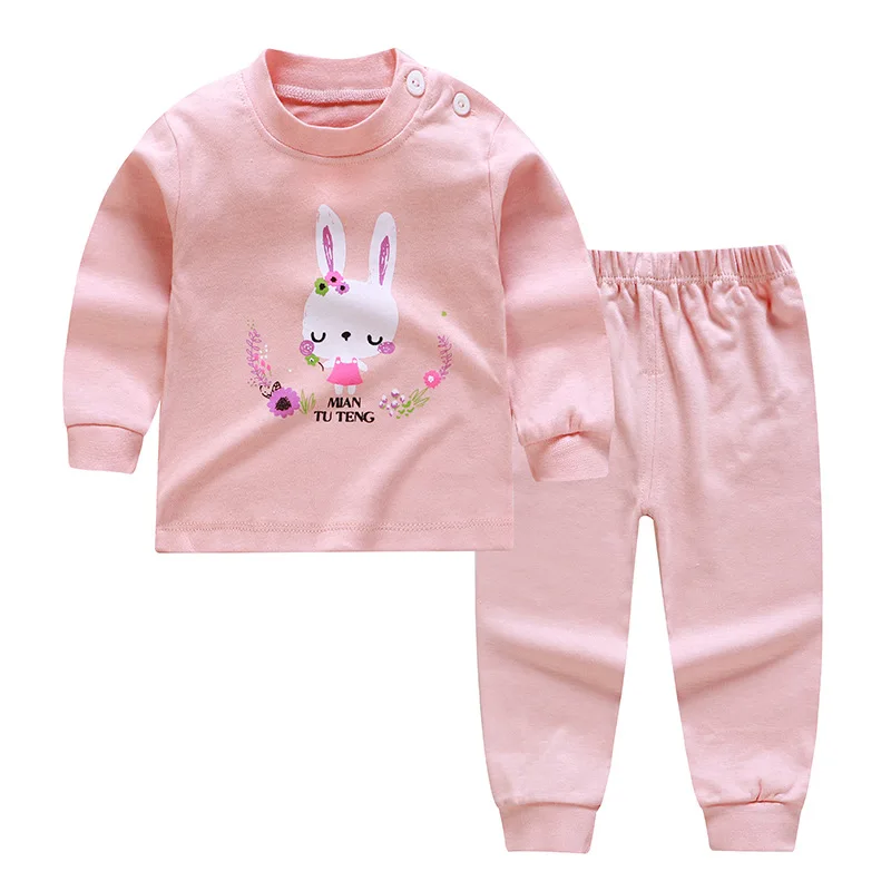 

Spring Suit For Baby Girl Cute Cartoon Rabbit Cotton Girls Clothing Set Full Sleeve Shirt + Pants Kids pajamas Children Clothes