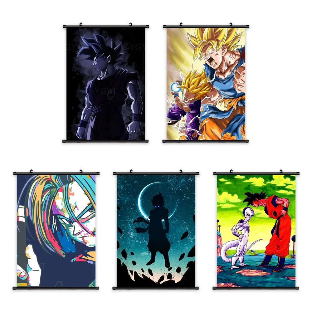 

Goku Poster Canvas Print Anime Painting Wall Artwork Classic Picture Dragon Ball Home Decoration Mural Plastic Hanging Scrolls