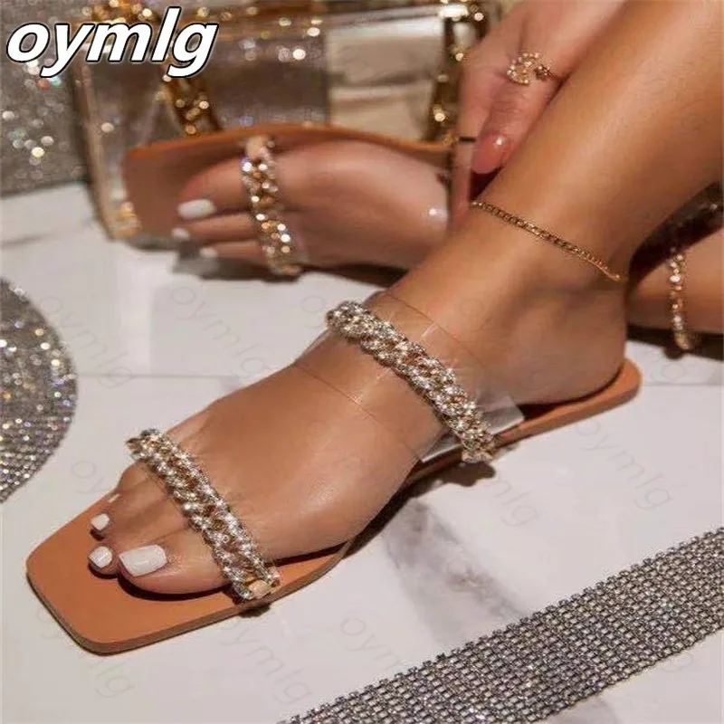 

2021 женская обувь открытые летние шлёпанцы; Женские блестящие шлепанцы без задника стразы на плоской подошве вечерние шлепанцы без задника ...