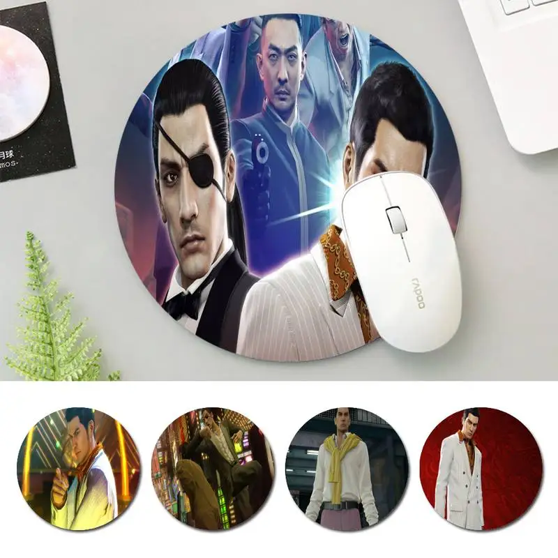 

22x22cm Yakuza office Pad Round Pads Family Laptop Gamer Rubber Mouse Mat MousePad Desk Gaming Mousepad Cup Mat