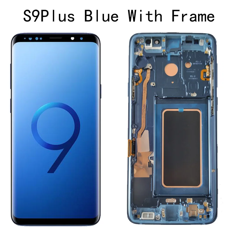 S9 Plus Blue frame AMOLED Замена для SAMSUNG Galaxy S9 S9+ ЖК сенсорный экран дигитайзер с рамкой G960 G965 дисплей - Цвет: S9 Plus Blue frame