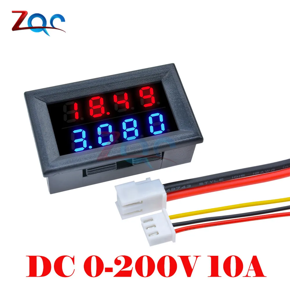 Мини DC 4 бита Двойной цифровой вольтметр амперметр DC 200 в 10A напряжение тока Вольт Ампер монитор метр детектор источник питания Тестер - Цвет: DC 200V 10A Red Blue