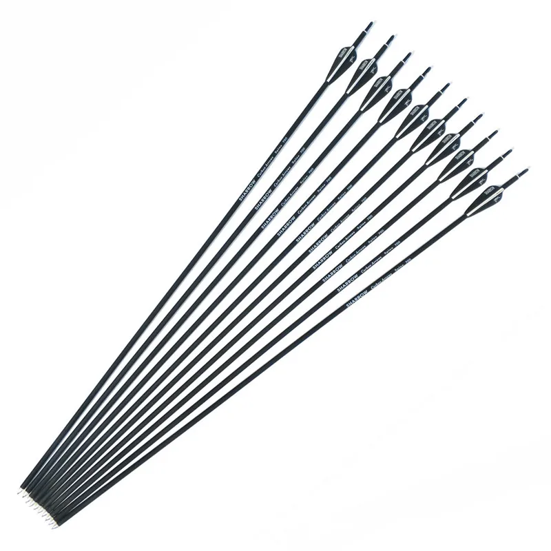 

6pcs/lot Carbon Arrow 31 Inches Spine 700 Archery Hunting Nock 3 inch Feather With Steel Point For 35-40lbs Compound Recurve Bow