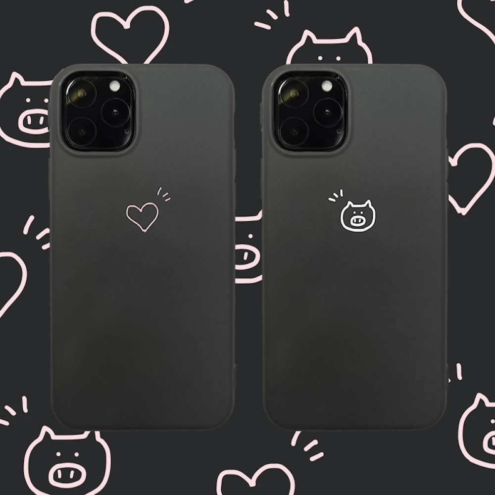 Новый мягкий чехол с милым сердечком и Свинкой для iPhone 11 11Pro 11ProMax X Xs XR XsMax 8Plus 8 7Plus 7 6
