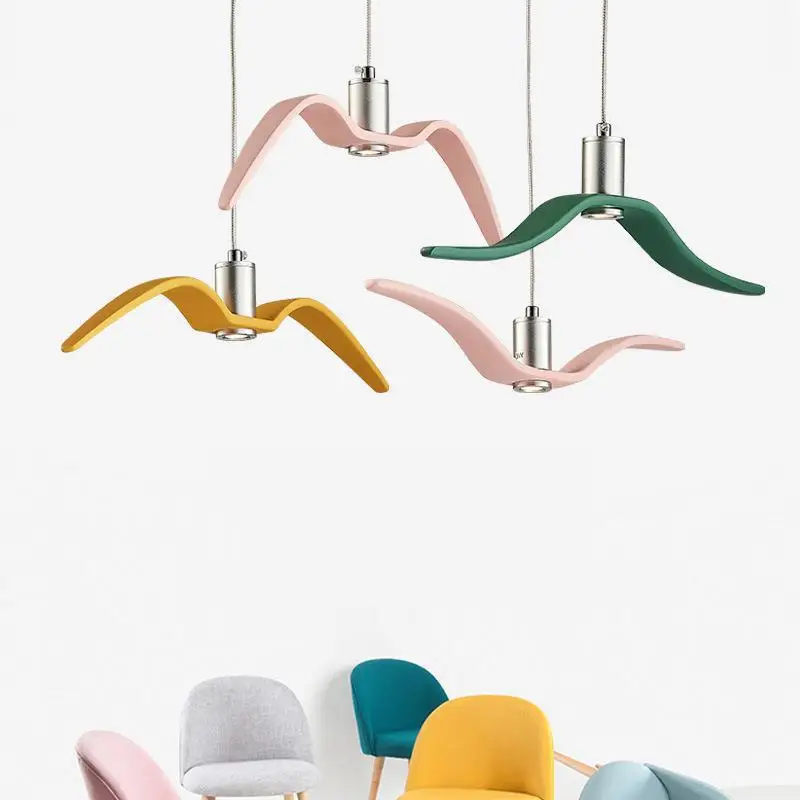 Скандинавская простая светодиодная цветная люстра в виде чайки лампа для