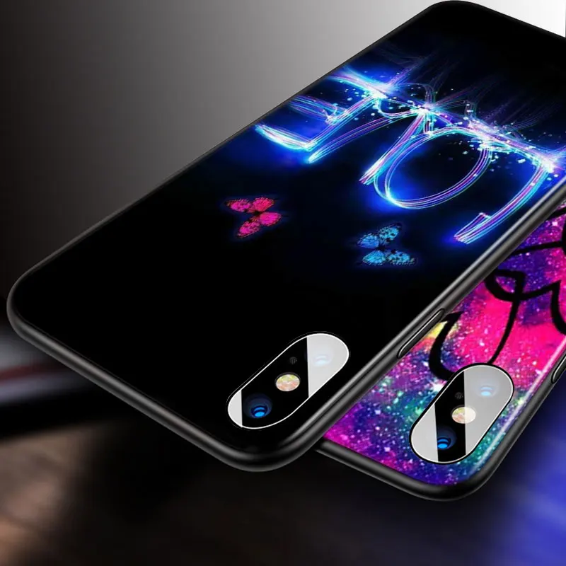 

Colorful love Pink For Apple iPhone 12 11 Pro Max mini XS Max XR X 8 7 6 6S Plus 5S SE 2020 Soft Black Phone Case