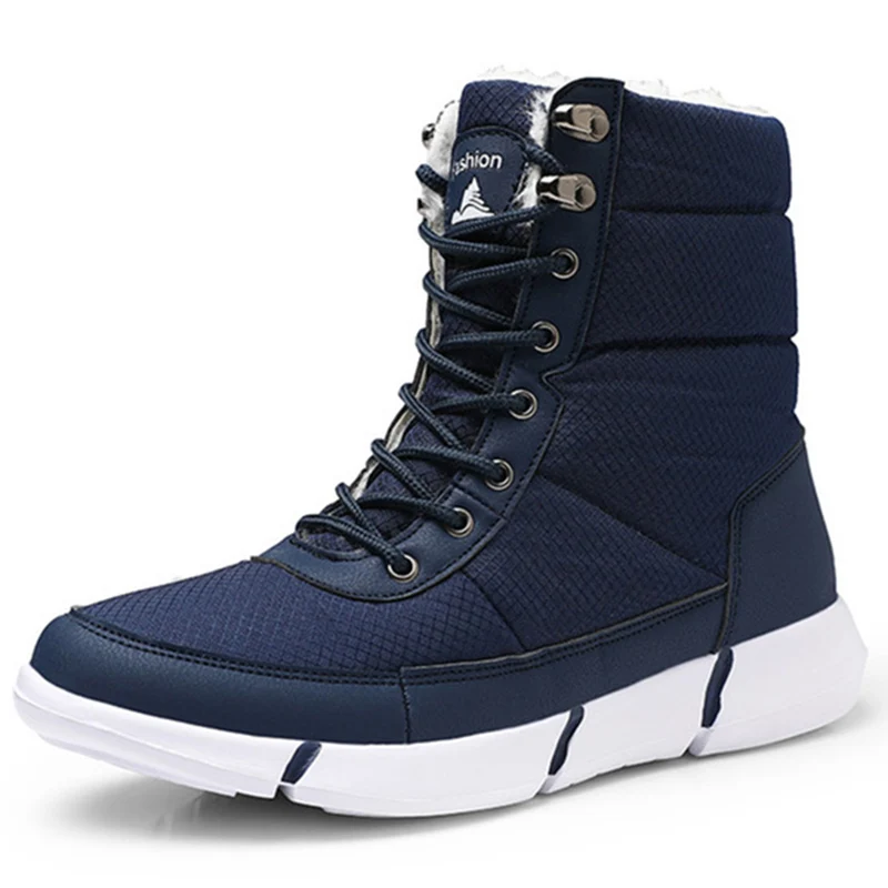 Водонепроницаемые зимние ботинки для мужчин Нескользящие с мехом зимняя обувь