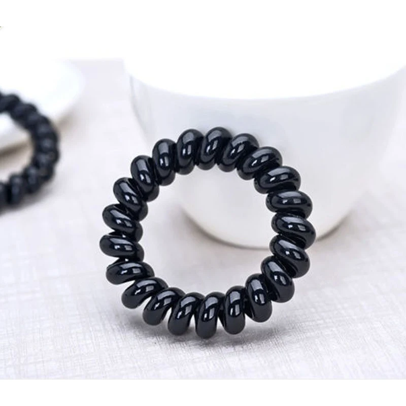 10/15/20Pcs Black Telephone Wire Line Elastic Hair Bands for Girls Scrunchies Spring Rubber Band Gum Accessories |