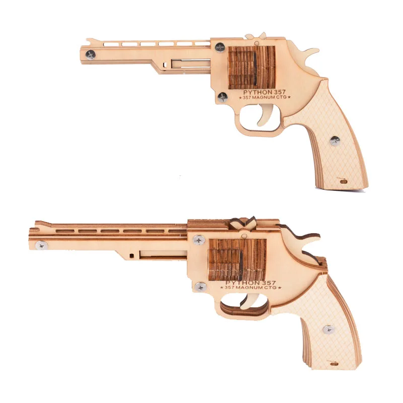 Пистолет с резиновой лентой деревянные головоломки DIY 3D стрелок модель комплект