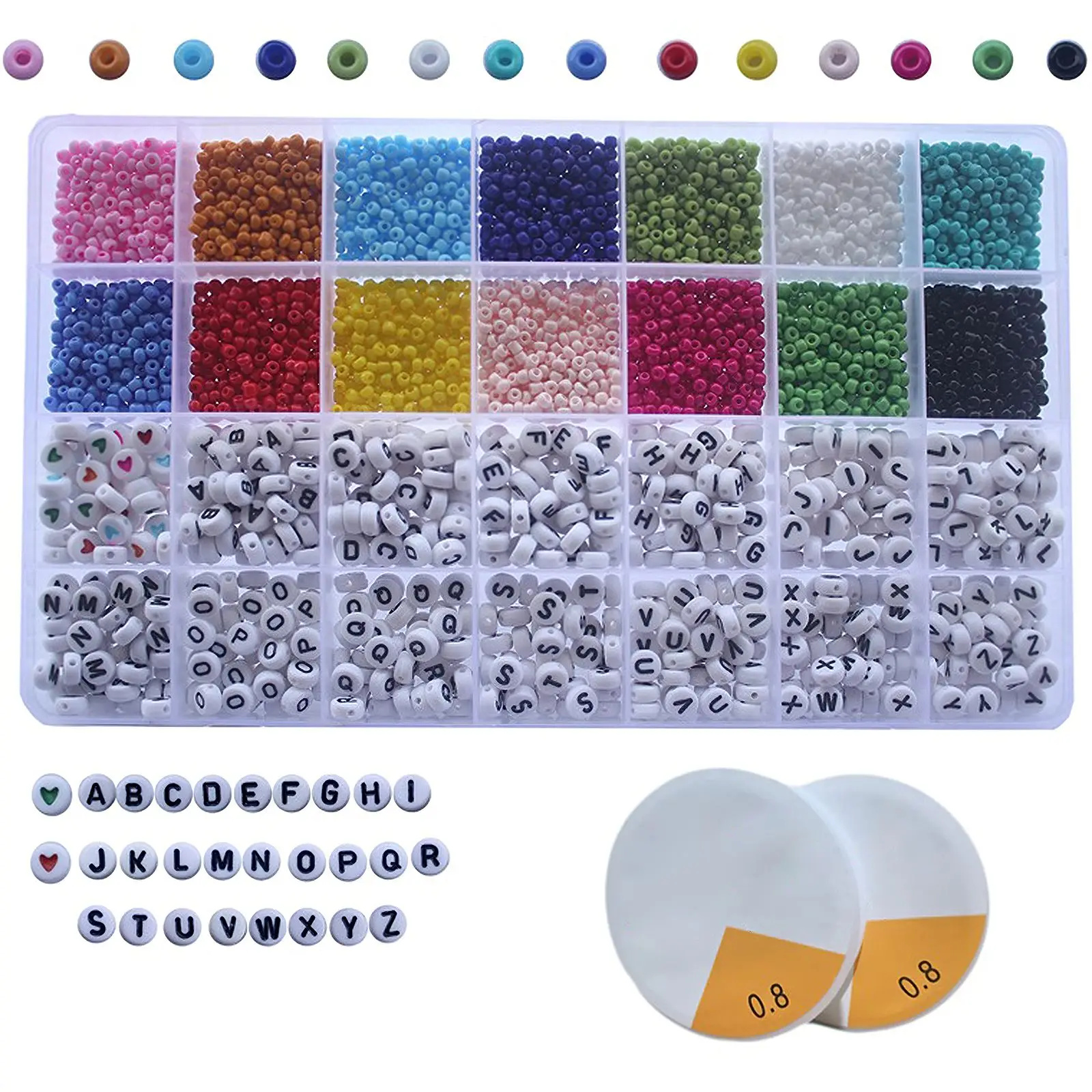 

DIY Glass Bead Set Household Rocailles Beads Multi-color Mini Beads Threading Alphabet Spacer Beads with Letters for Household