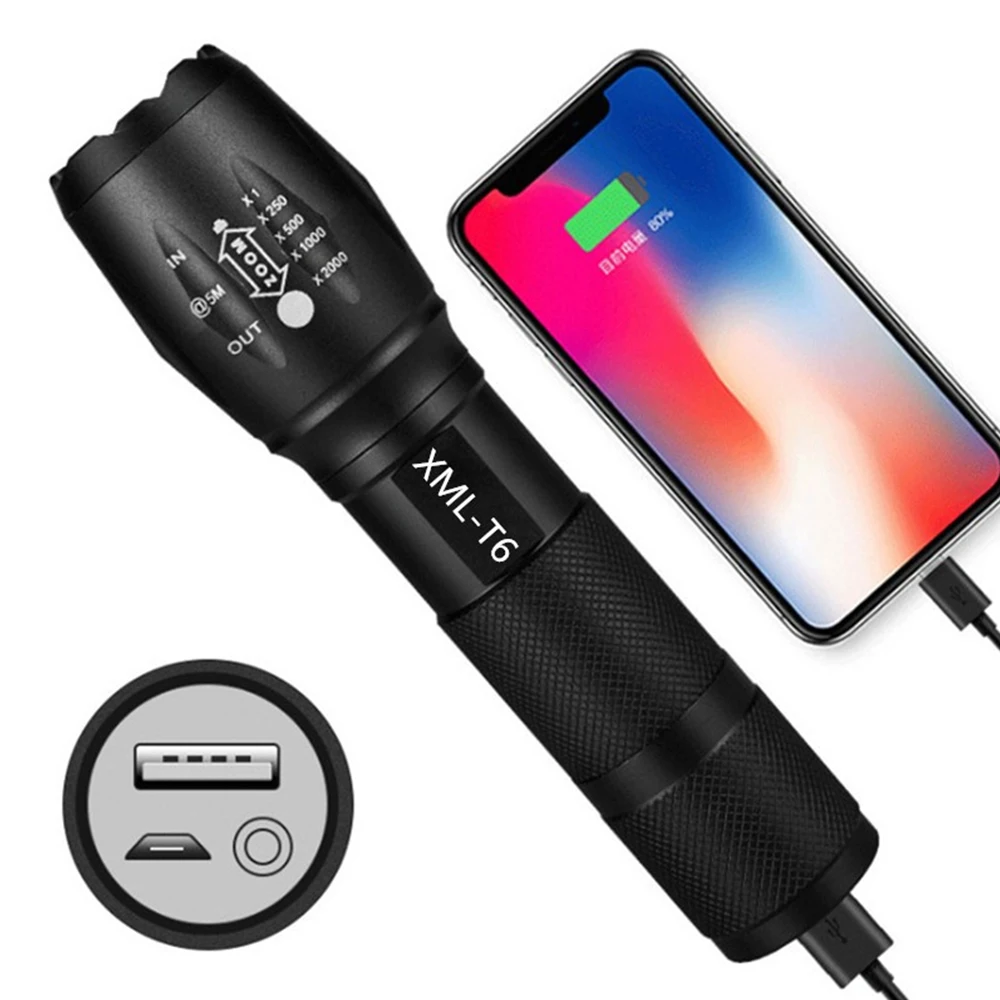 Мощный перезаряжаемый светодиодный мини фонарик с usb зарядкой внешний