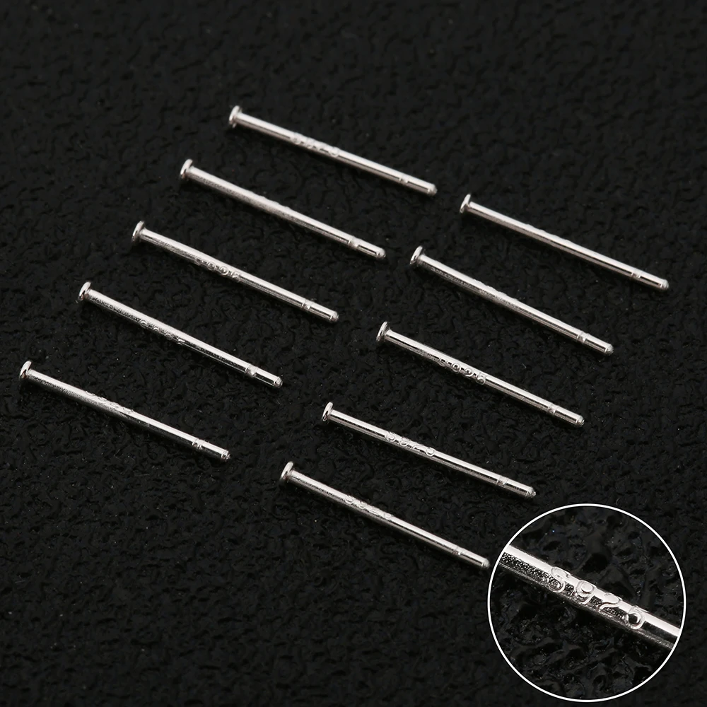 100pcs/lot Carving S925 Earring Pin Needle Hypoallergenic Polished Earring Rod Sticks 12x1.5mm for DIY Earring Jewelry Making
