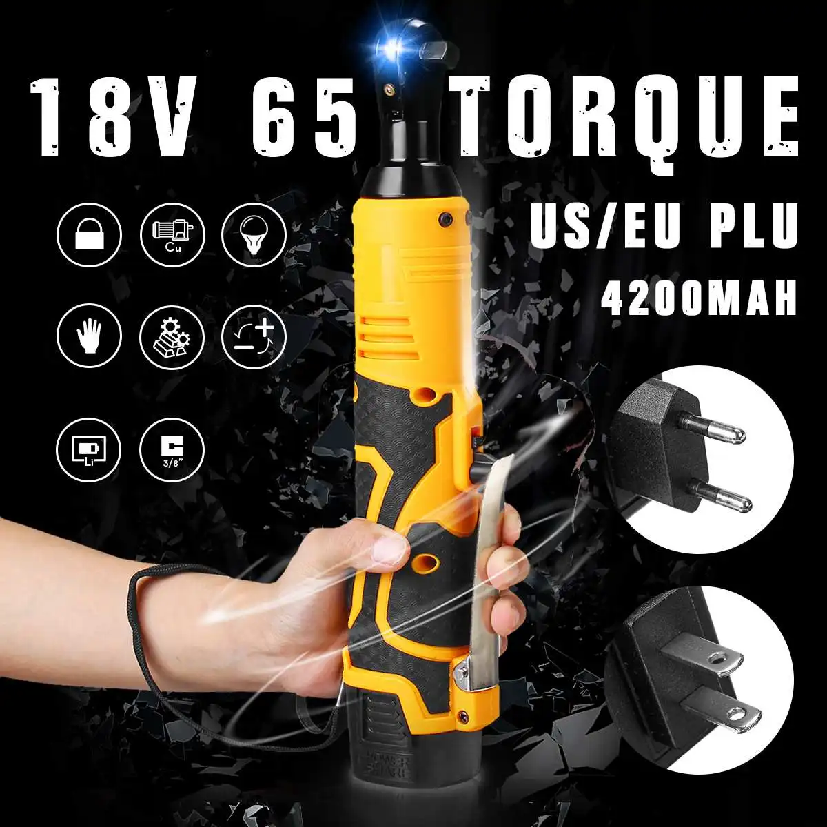 18V 4200mah Аккумуляторный Трещоточный ключ литий-ионный Электрический ключ 4200mah Максимальный крутящий момент 65 компактный размер батареи и зарядного устройства
