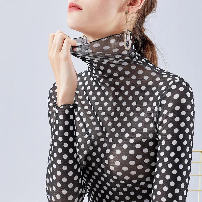 Размер S 2XL Женская водолазка сексуальные тонкие мягкие полупрозрачные Футболки