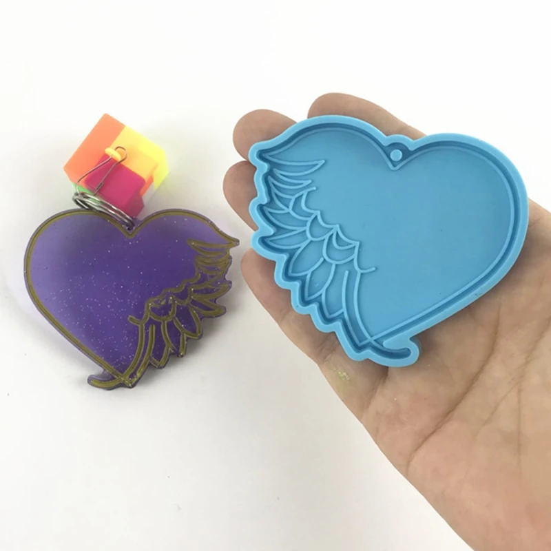 

Love Feather Keychain Epoxy Resin Mold Pendant Casting Silicone Mould DIY Crafts Ornaments Jewelry Home Decorations Tool