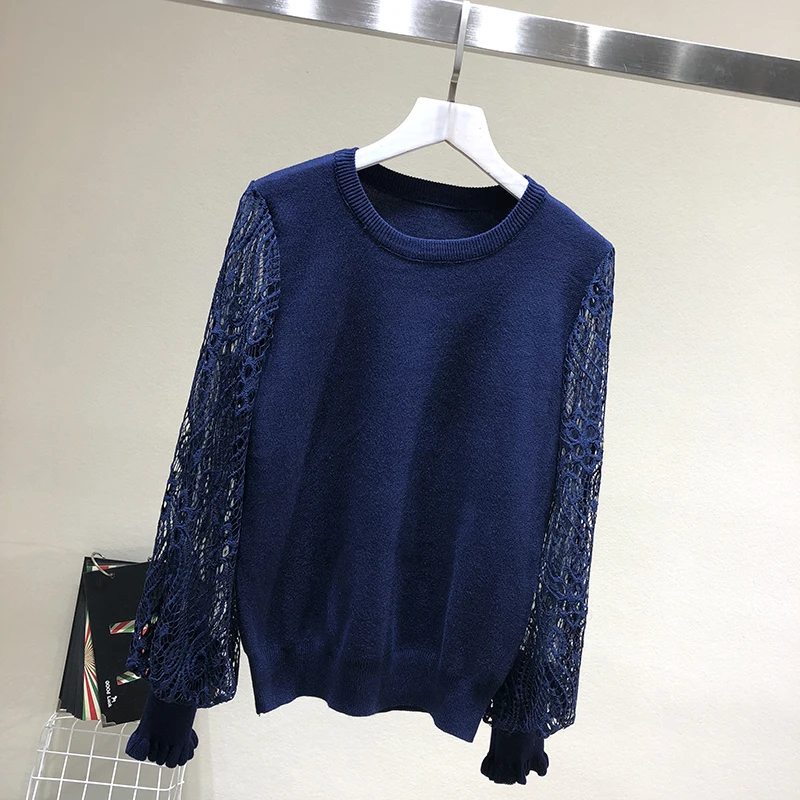 Gaganight кружевной вязаный лоскутный Модный женский свитер весна осень