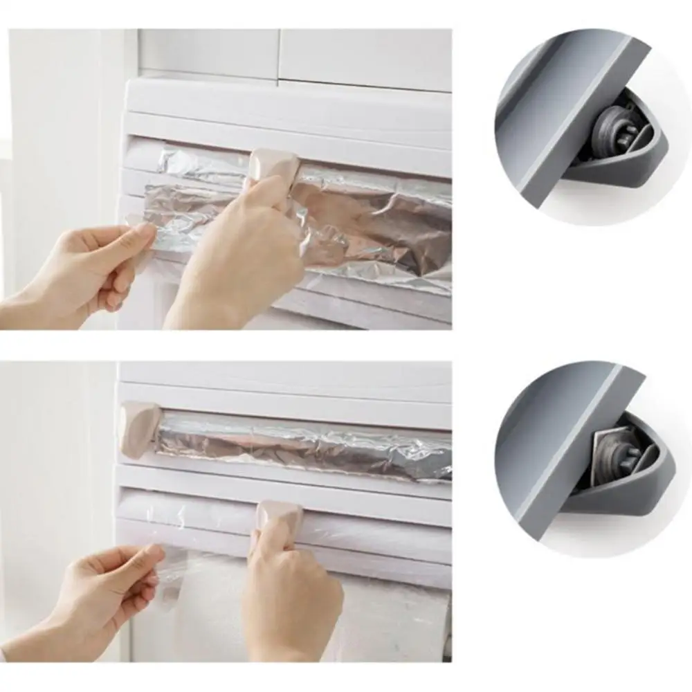 

Wall-Mount Paper Towel Holder Sauce Bottle Rack 4 In 1 Clings Film Cutting Holder Mutifunction Kitchen Organizer