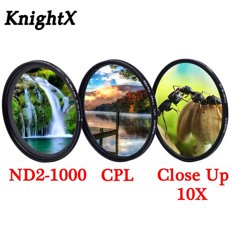 KnightX variable Neutral Density Adjustable ND2-1000 Star Camera Lens Filter For canon sony nikon d5100 52mm 55mm 58mm 67mm 77mm