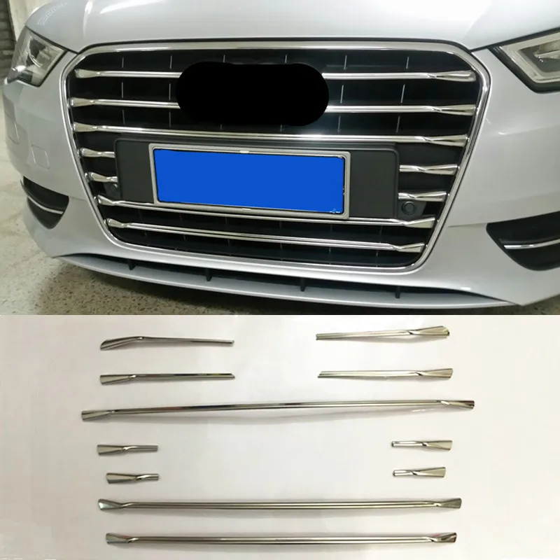 Hatchback 11 pieces Решетка переднего бампера из нержавеющей стали, решетки для отделки, полоски для стайлинга автомобилей, наклейки для Audi A3 Hatchback Sportback Sedan - Название цвета: Hatchback 11 pieces