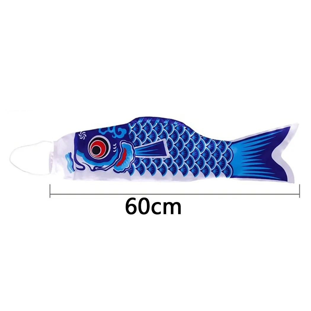 

60CM Japanese Koi Nobori Satin Carp Wind Sock Koinobori Fish Flag Yard Hanging Decor Carp Streamer
