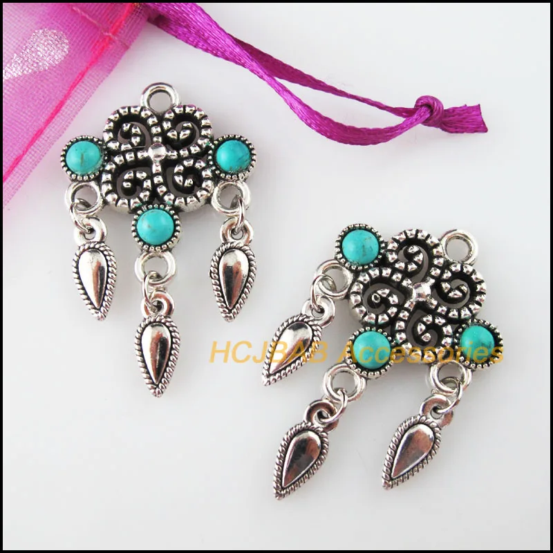 5 шт. Тибетский Серебряный тон китайский узел камень капля воды кисточки Подвески