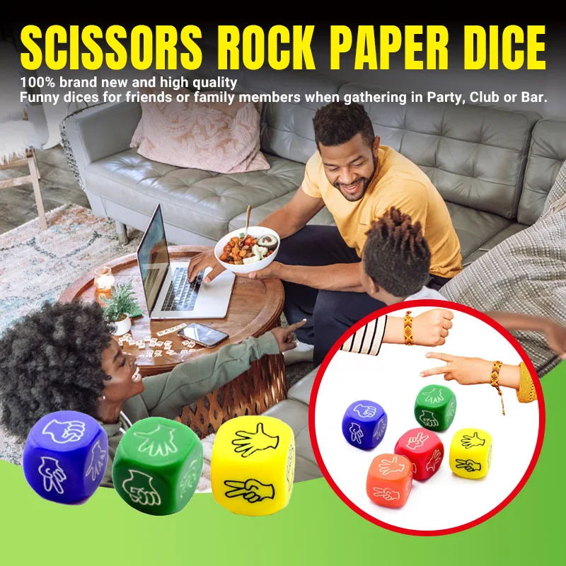 

2Pcs Funny Dice Board Games Toy Creative Finger-guessing Game Dice Rock Paper Scissors Game Scissors Stone Family Party Supplies