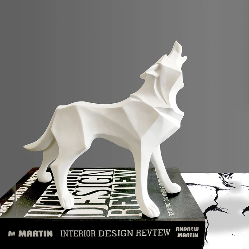 

Resin Crafts Home Decoration Furnishings Creative Gifts Animal Sculpture Geometric Wolf Ornaments Living Room Decor Figurines