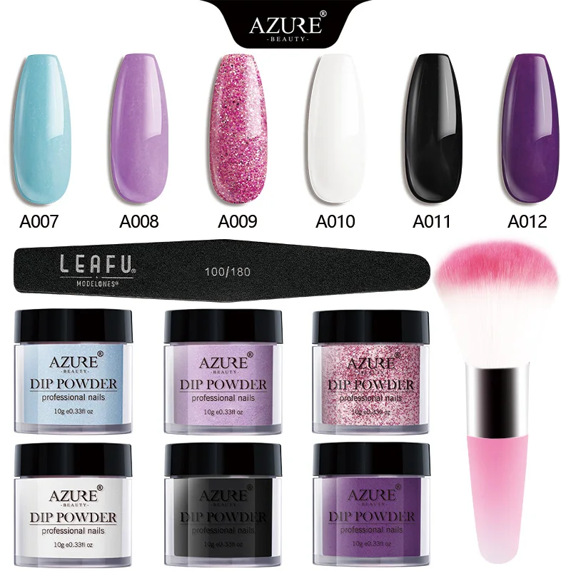 Лазурная красота окунающая пудра Кисть для ногтей Набор инструментов Горячая