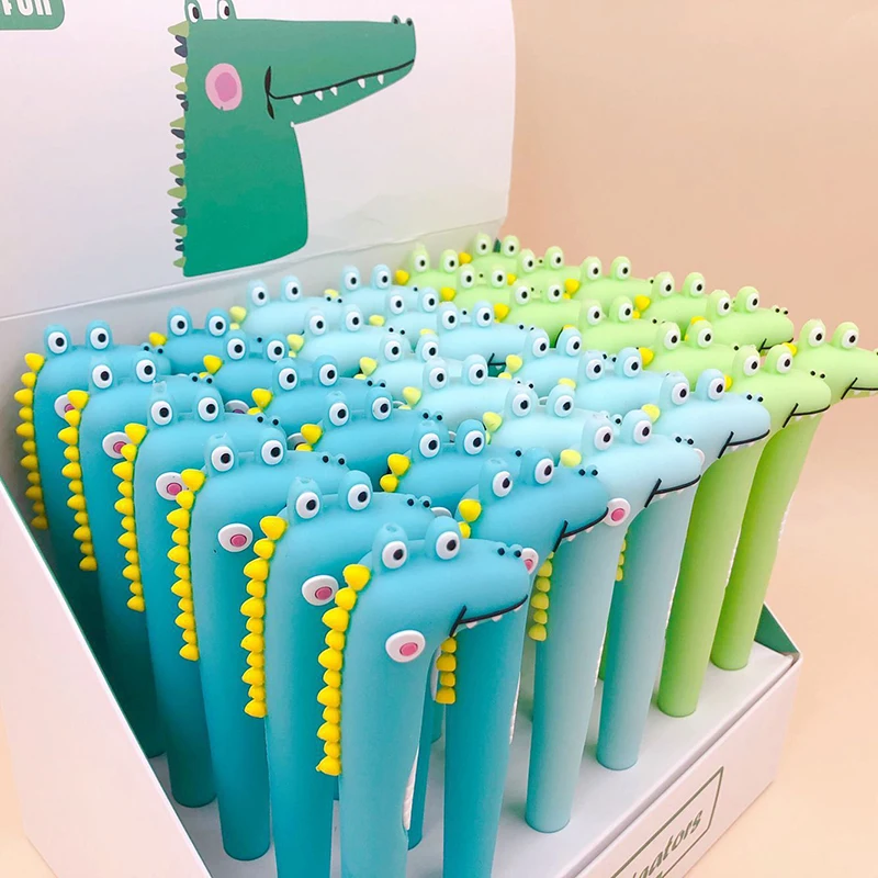 1pcs Soft Silica Pen Kawaii Crocodile 0.5 Mm Black Ink Writing Gel Pens for Kids Gifts Student Stationery Office Supplies |