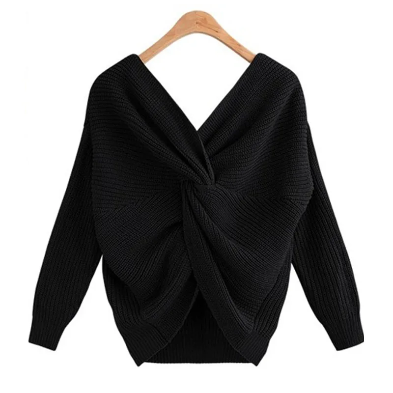 6 цветов V образным вырезом свитер с крученой спинкой Для женщин Джемперы Осенние