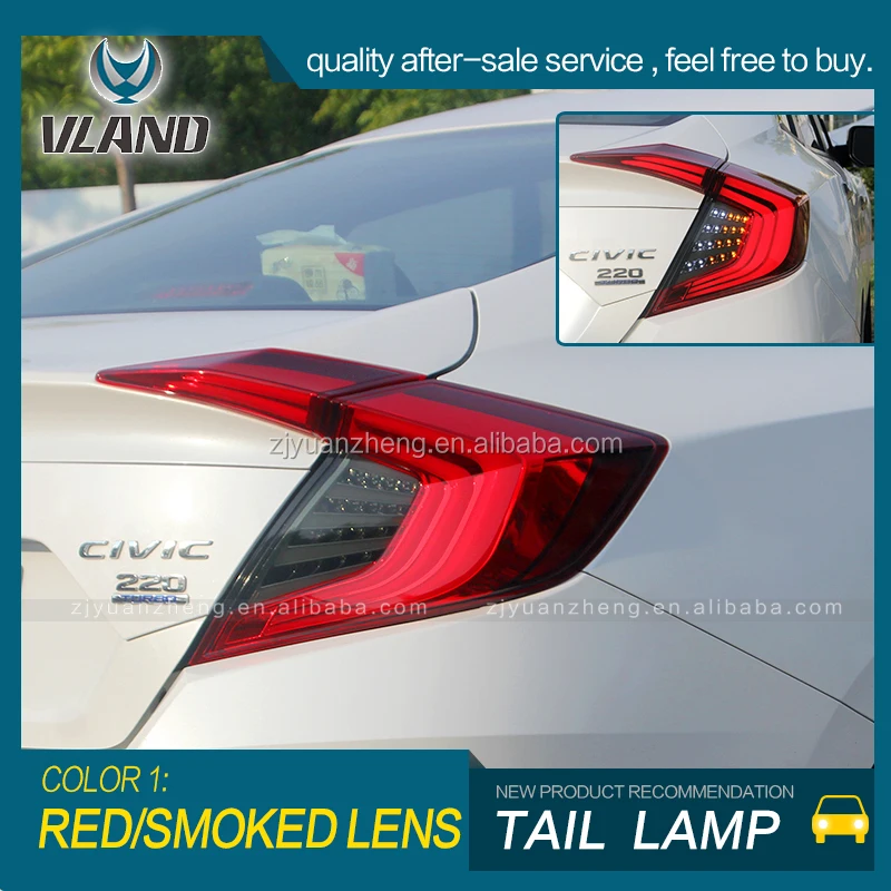 

Vland wholesale factory manufacture Top Quality 1Year Warranty LED Modified Tail Lamp Red Taillight Assembly For Civic 2016 2017
