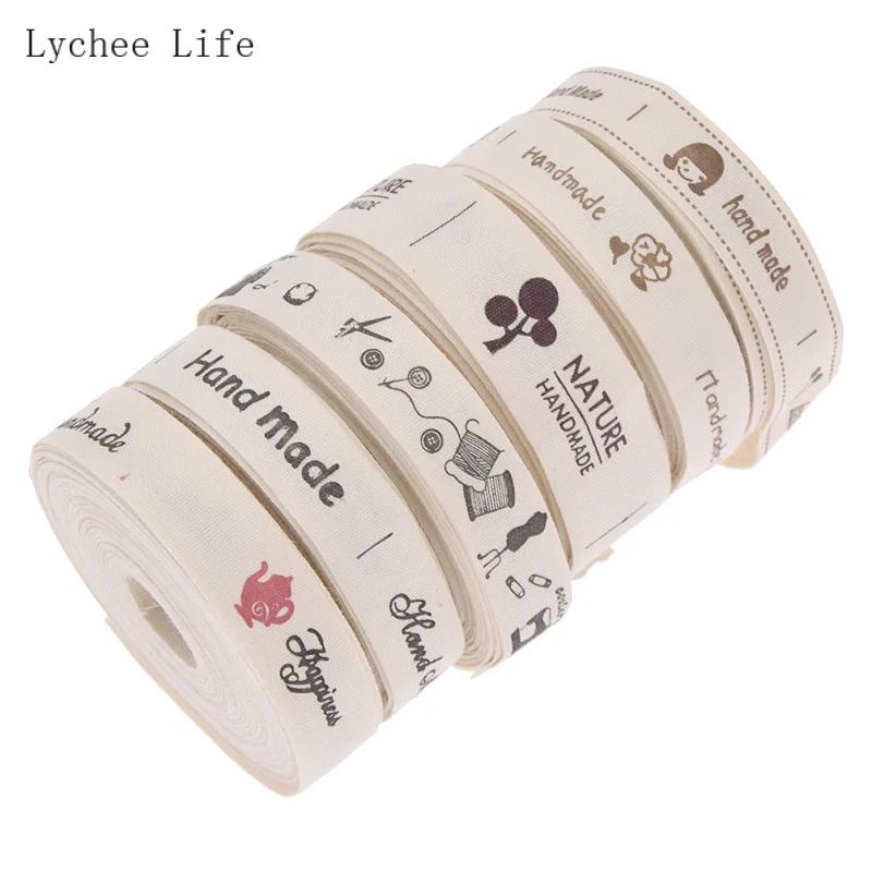 10 метров ручной работы сердце печатных хлопок метки одежды для Diy сумки Швейные